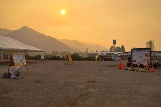 Wildfire smoke changes the sky into brown